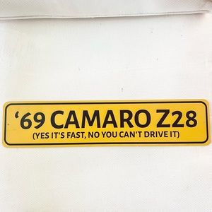 1969 Camero UK Style License Decal Plate